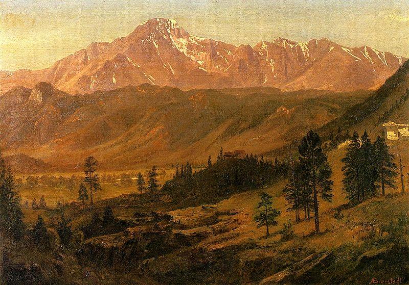 Albert Bierstadt Pikes Peak, Rocky Mountains Norge oil painting art